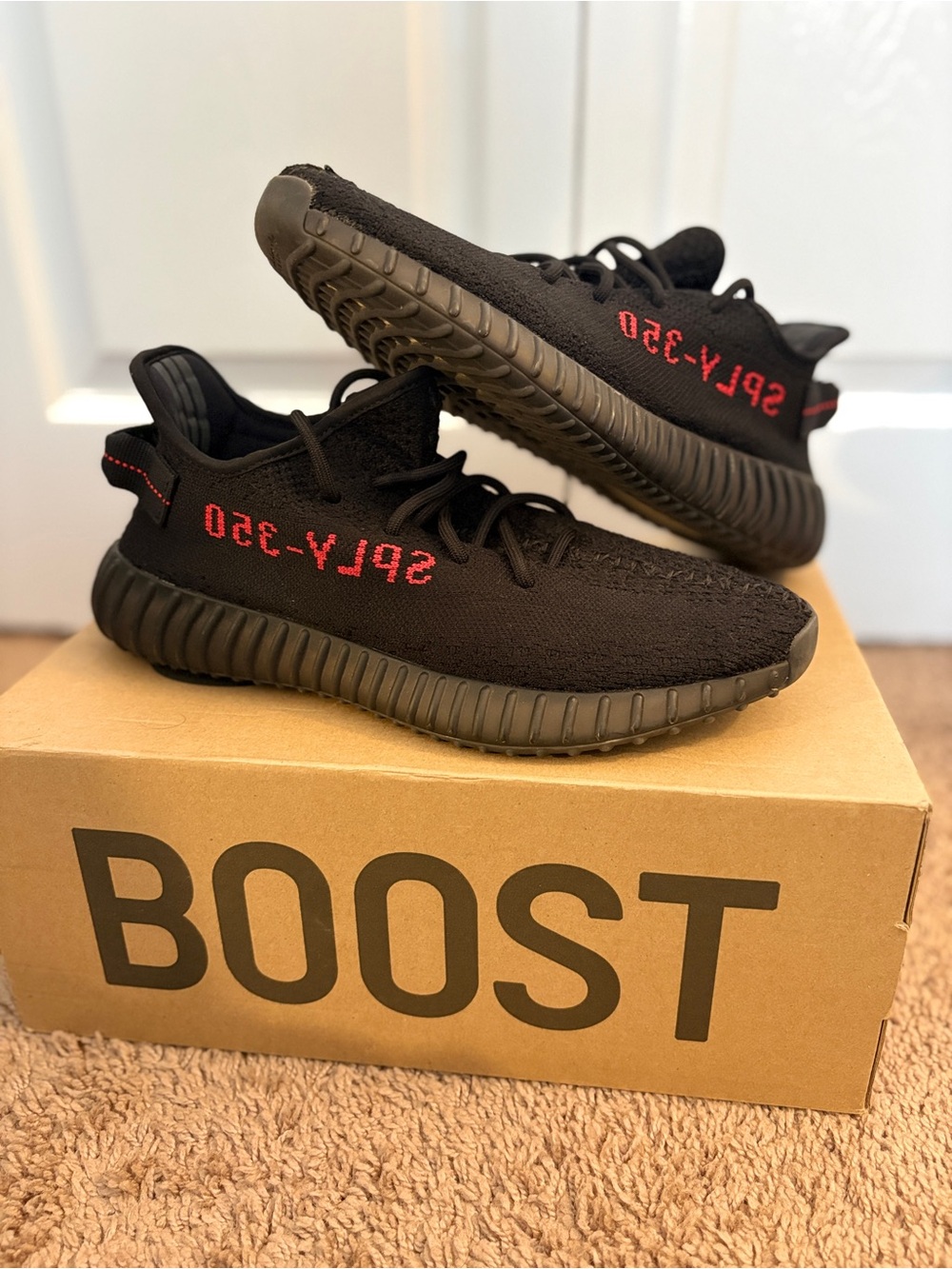 adidas Yeezy Boost 350 V2 Bred Black Red CP9652 2017 Primeknit Low Top